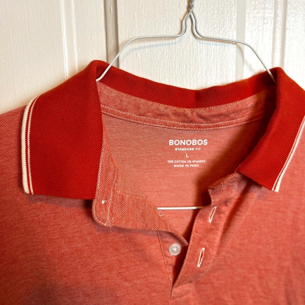 Bonobos Orange Stripe Pique Polo Large